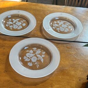 Elegant Floral Glass Dinner Plates - Set of 3